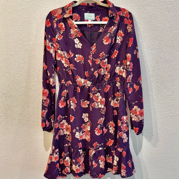 Skies Are Blue Floral Midi Dress• Navy and Red l Sz. M - Picture 2 of 12